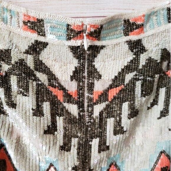 RARE! All Saints Spitalfields Aztec Sequin Mini Skirt - Picture 4 of 11